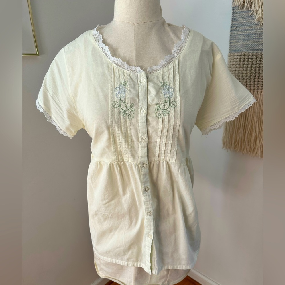 Pale yellow vintage Laura Ashley top